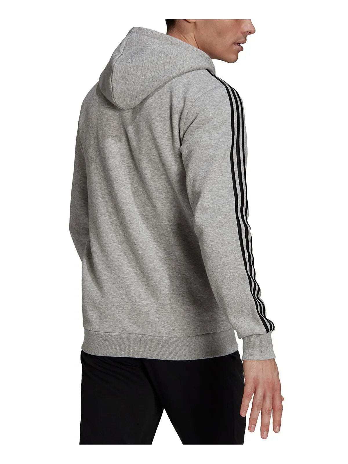 Мужская толстовка Adidas Essentials Full-Zip — изображение 2 из 5, серый/черный