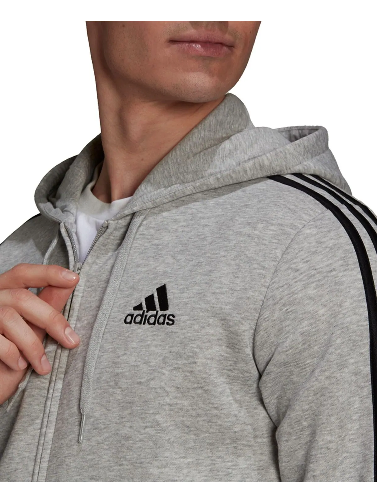 Мужская толстовка Adidas Essentials Full-Zip — изображение 5 из 5, серый/черный