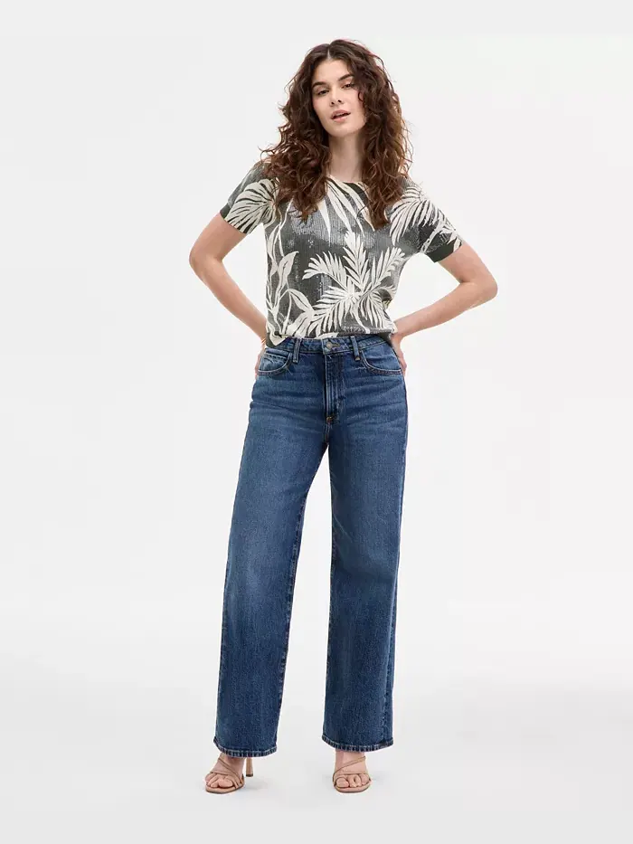 Женские джинсы с высокой талией и широкими штанинами GUESS
