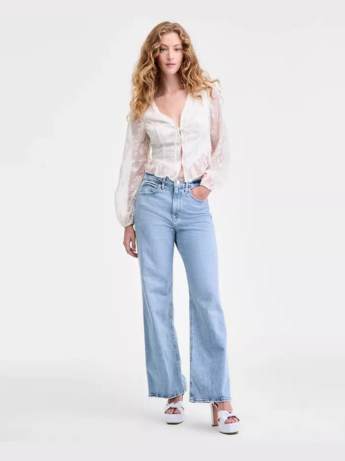 Женские джинсы с высокой талией и широкими штанинами GUESS