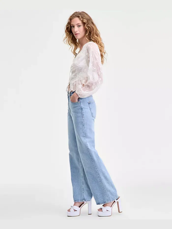 Женские джинсы с высокой талией и широкими штанинами GUESS — изображение 5 из 9