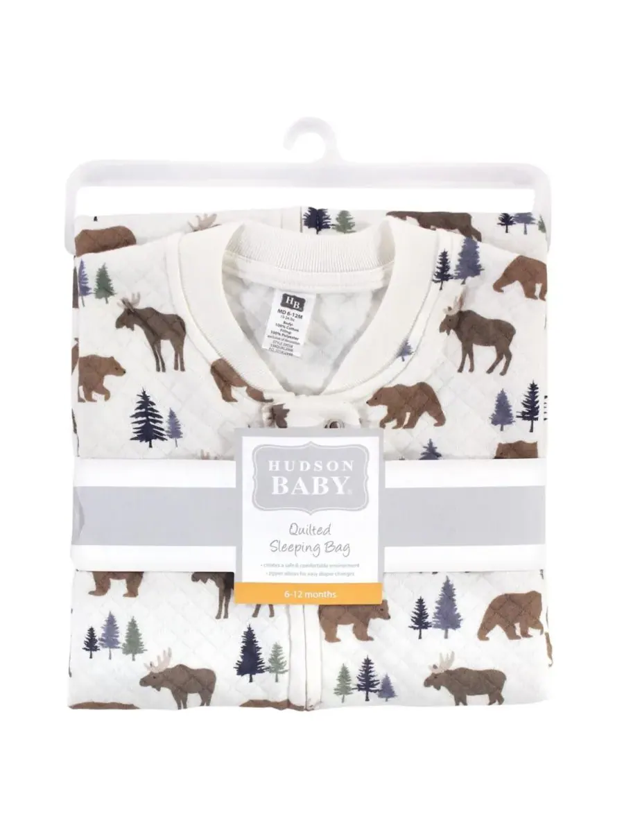 Премиальный стеганый спальный мешок без рукавов Hudson Baby, Moose Bear — изображение 2 из 2
