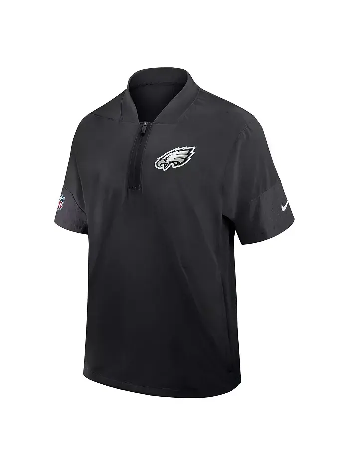 Мужская черная тренерская куртка Philadelphia Eagles Sideline с короткими рукавами и — изображение 2 из 3