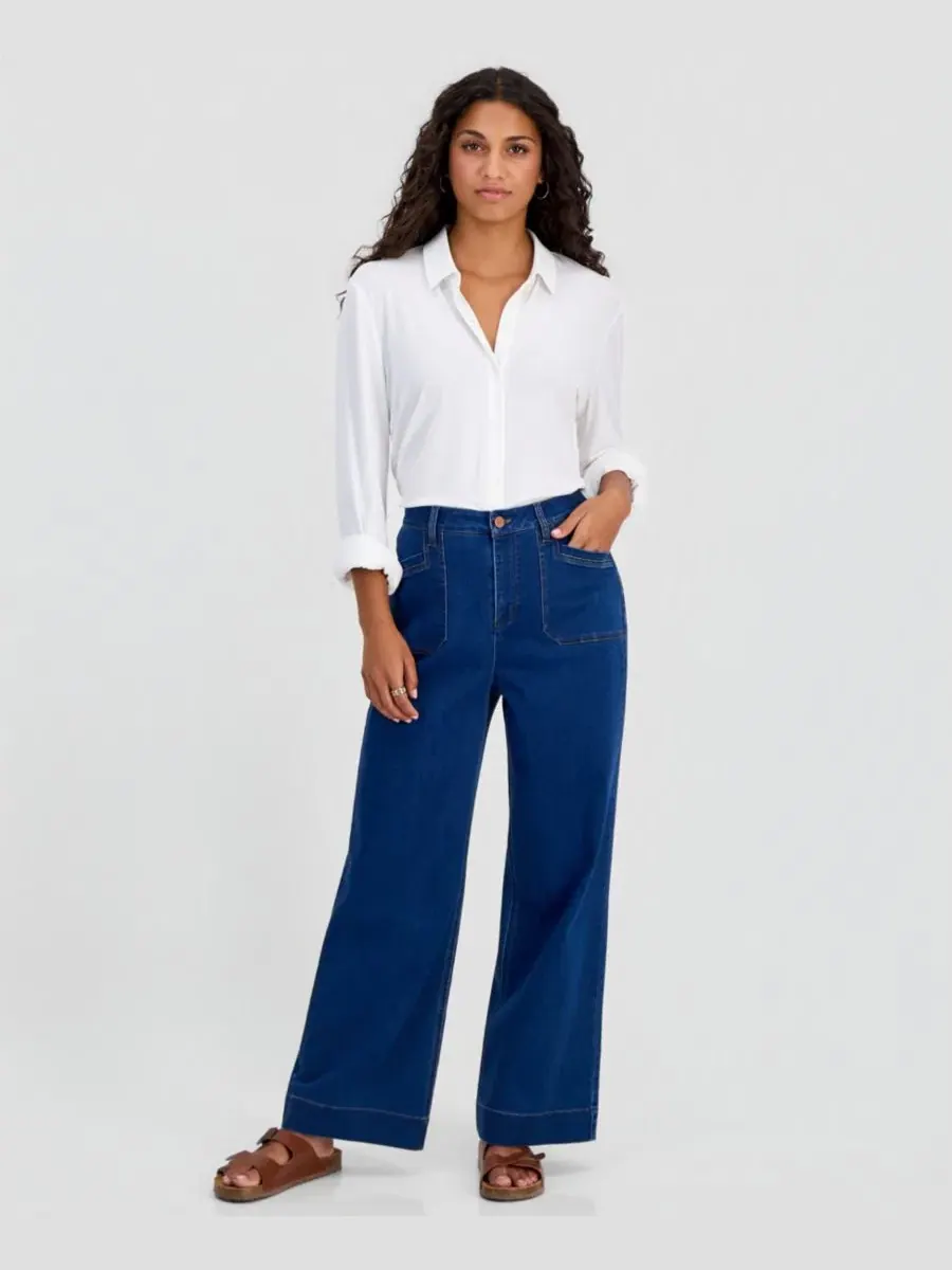 Джинсы с высокой посадкой Lexington Wide-Leg Patch Pocket, Phoenix Wash Jones New York