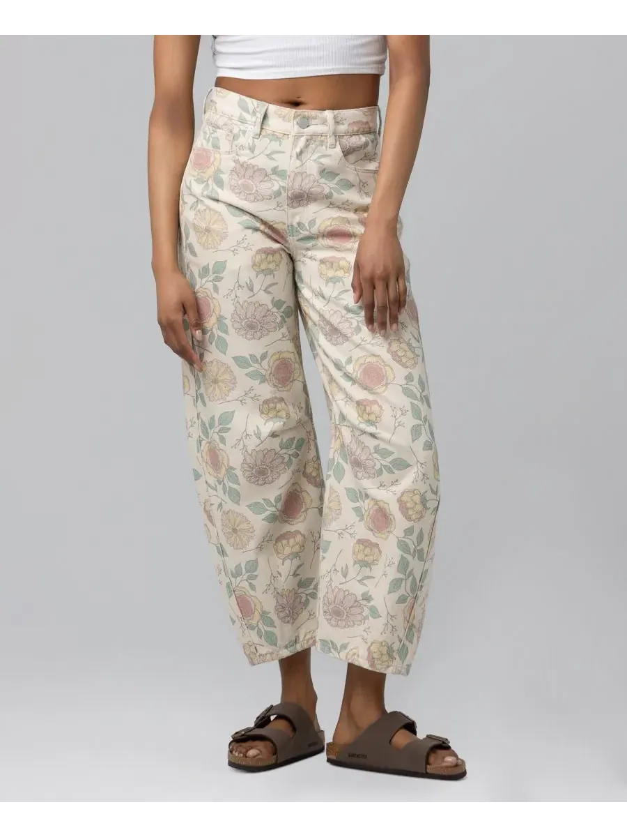 Джинсы с высокой посадкой и кроем багги с принтом Flower Crown BLANK NYC