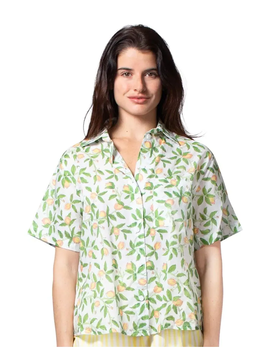 Пижамная блуза с коротким рукавом, модель Voile Lemons Hue, Voile Lemons