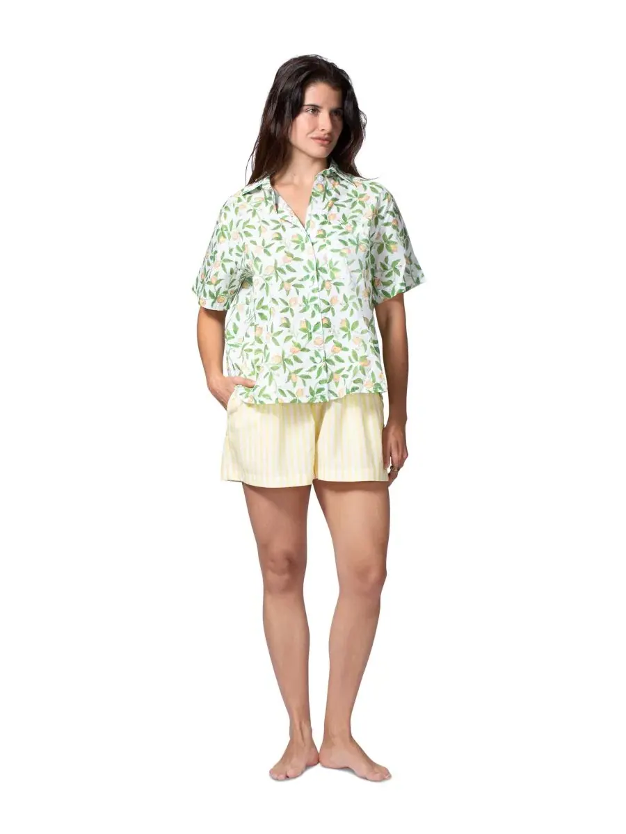 Пижамная блуза с коротким рукавом, модель Voile Lemons Hue, Voile Lemons — изображение 2 из 5