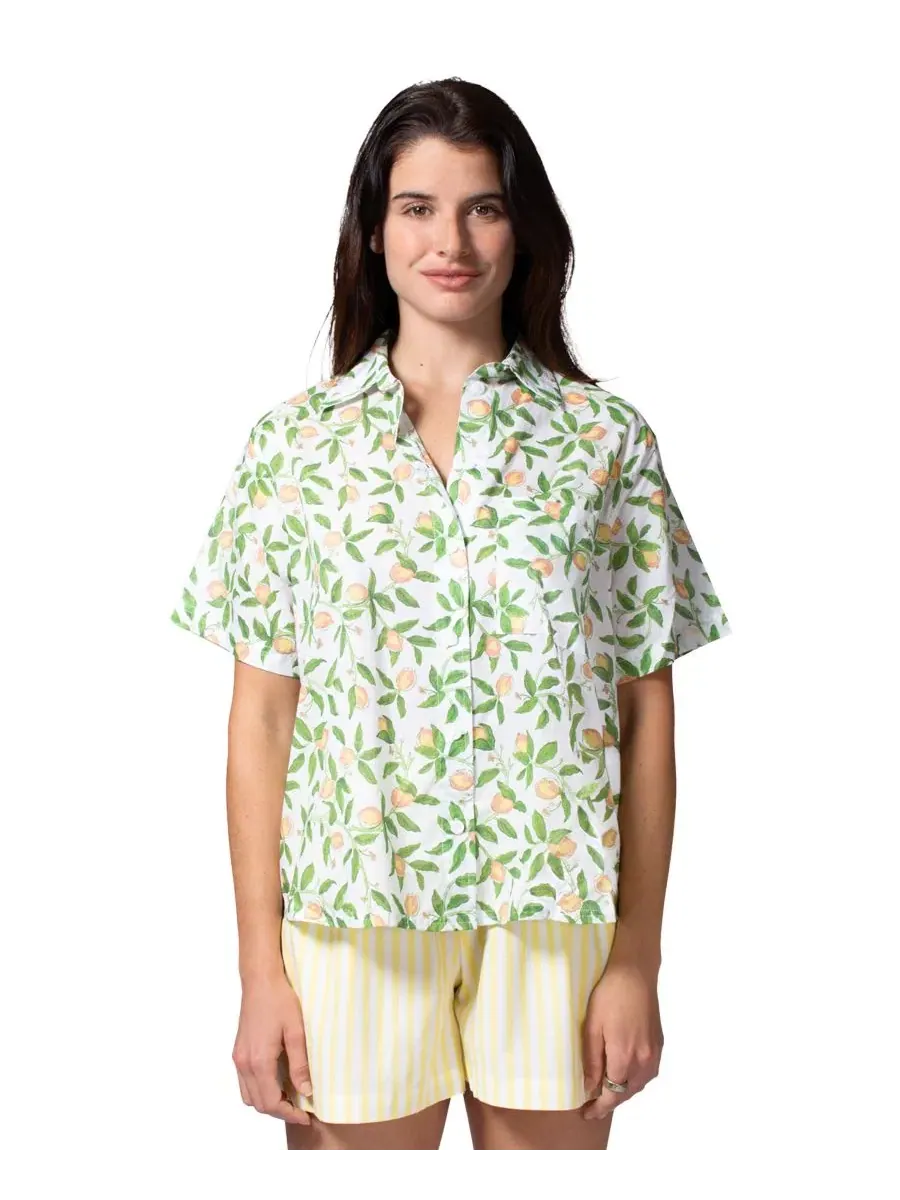 Пижамная блуза с коротким рукавом, модель Voile Lemons Hue, Voile Lemons — изображение 3 из 5