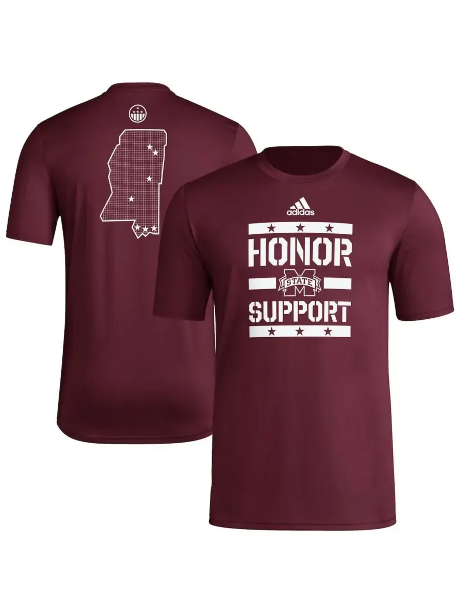 Adidas Мужская бордовая футболка Mississippi State Bulldogs в поддержку команды перед игрой