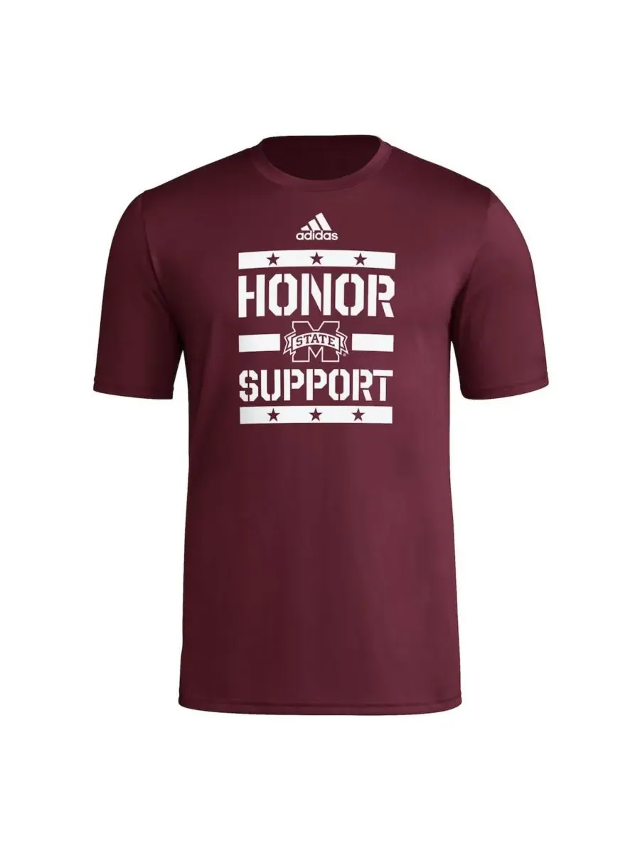 Adidas Мужская бордовая футболка Mississippi State Bulldogs в поддержку команды перед игрой — изображение 2 из 3, коричневый