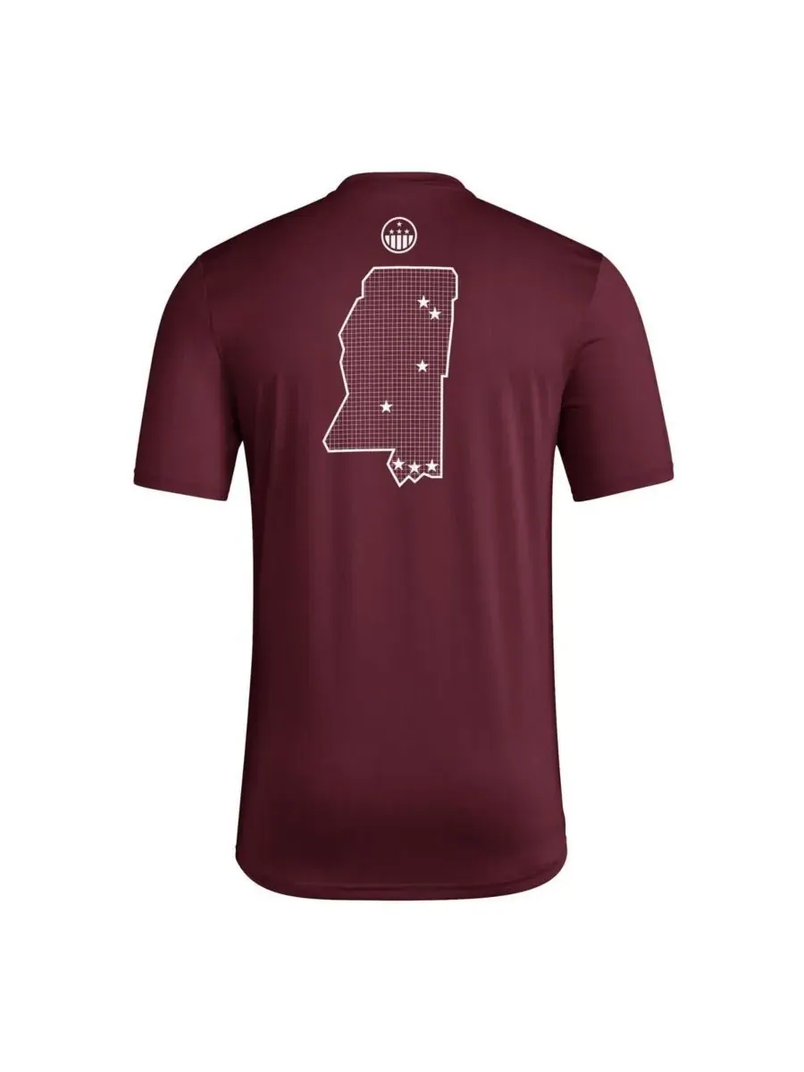 Adidas Мужская бордовая футболка Mississippi State Bulldogs в поддержку команды перед игрой — изображение 3 из 3, коричневый
