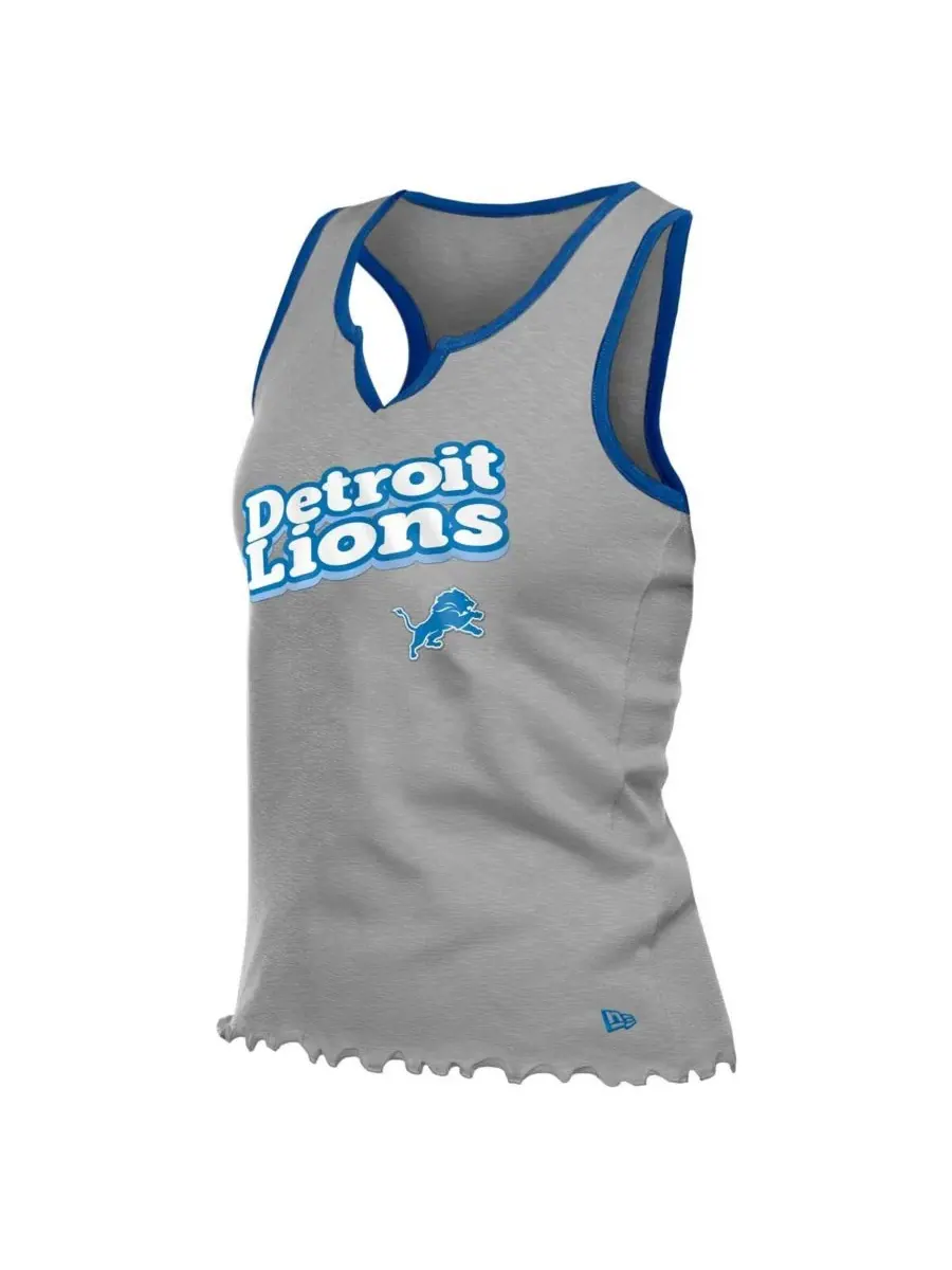 New Era Женская серебристая майка Detroit Lions с воротником-стойкой и декоративным вырезом, из — изображение 3 из 3