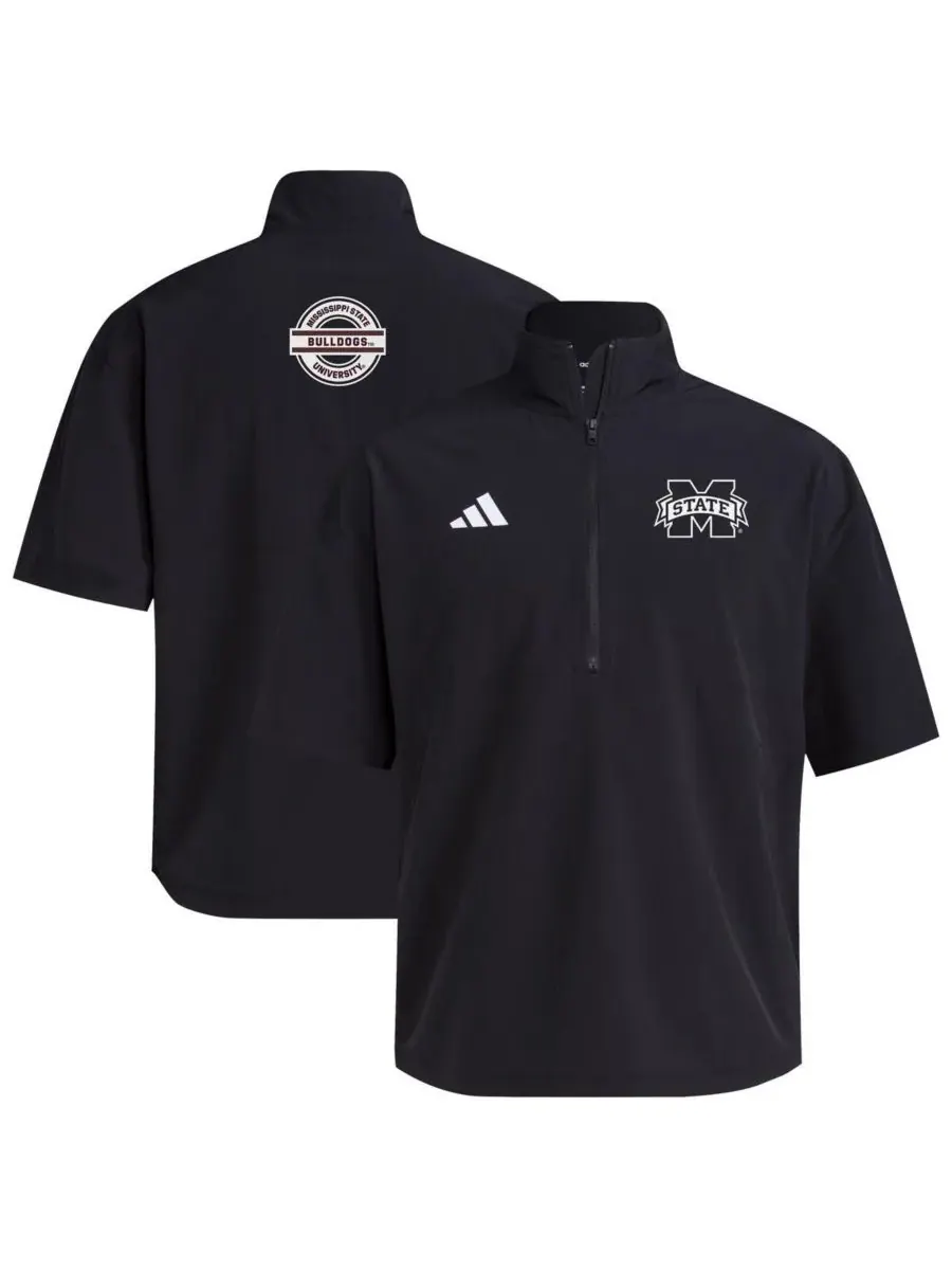 Adidas Мужская черная тренировочная куртка Mississippi State Bulldogs 2024 с короткой