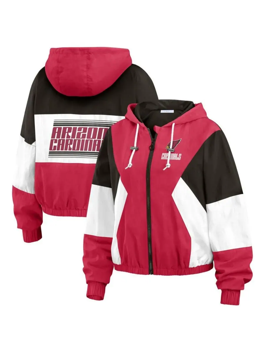 Женская ветровка на молнии с цветными блоками в стиле «Кардиналс» (Arizona Cardinals) WEAR by Erin