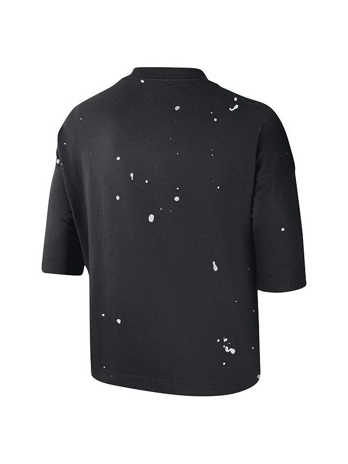 Черная женская укороченная футболка Brooklyn Nets Courtside Splatter Nike — изображение 4 из 5, черный