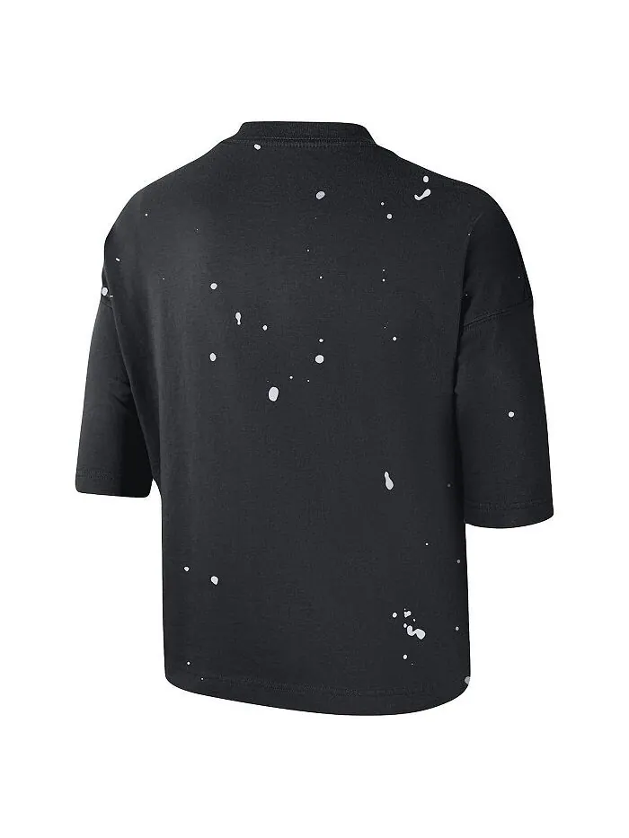 Черная женская укороченная футболка Brooklyn Nets Courtside Splatter Nike — изображение 5 из 5, черный