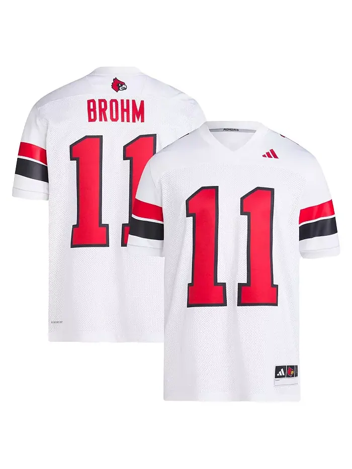 Мужская футбольная джерси Louisville Cardinals Icon Premier белого цвета Jeff Brohm adidas