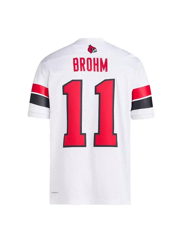 Мужская футбольная джерси Louisville Cardinals Icon Premier белого цвета Jeff Brohm adidas — изображение 3 из 3