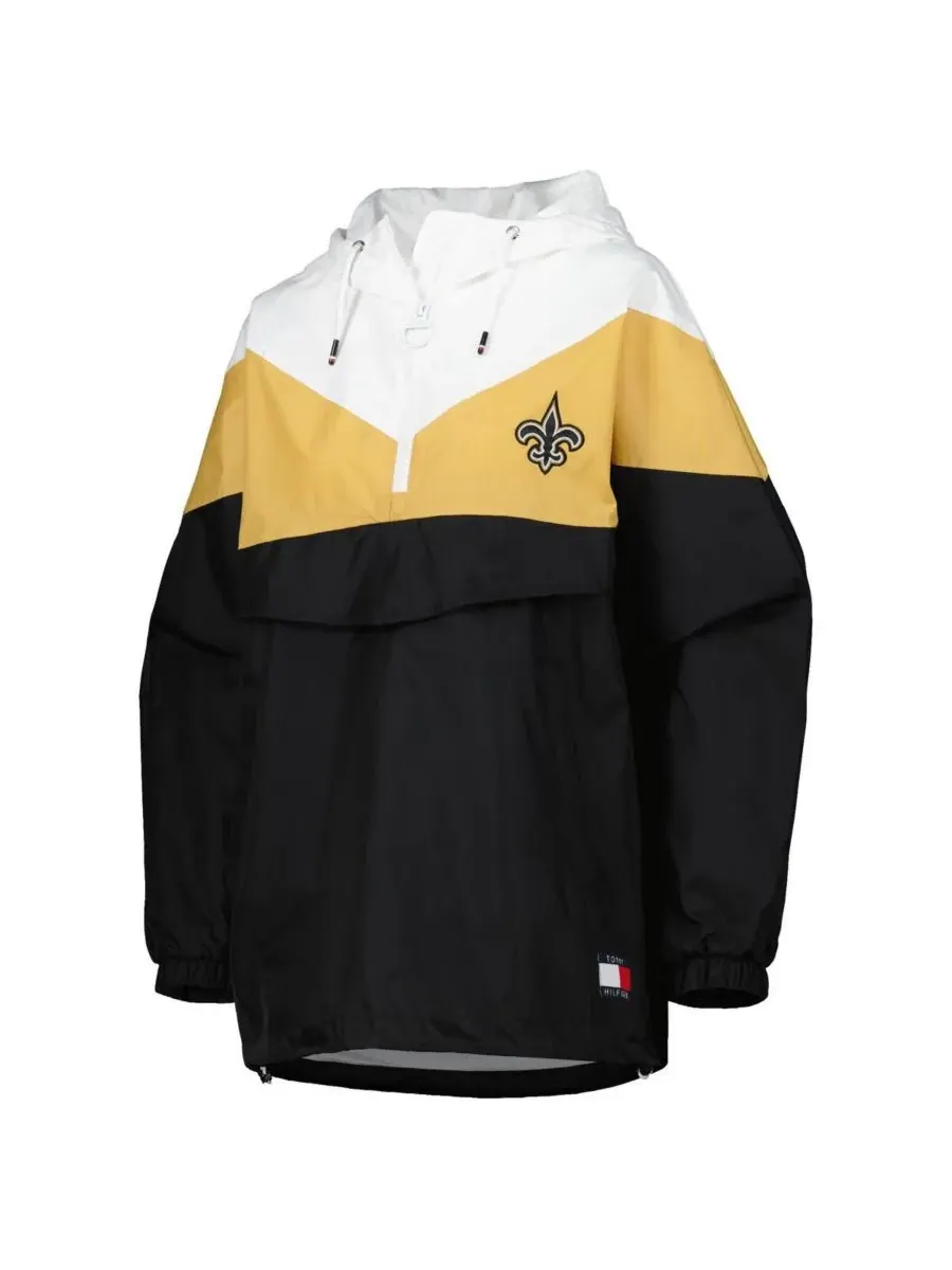 Tommy Hilfiger Женская бело-золотая ветровка-худи с половинной молнией New Orleans Saints Staci — изображение 3 из 4