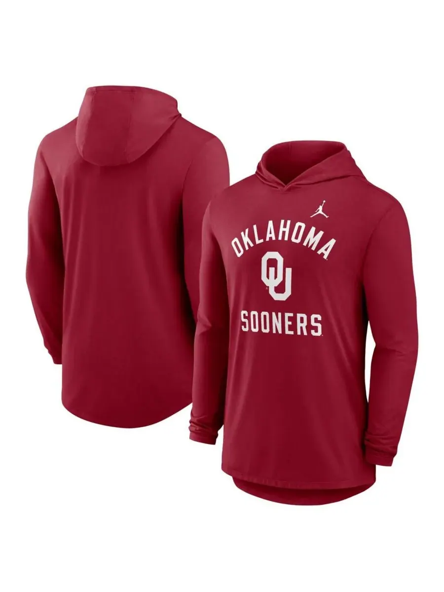 Jordan Мужская футболка с длинными рукавами и капюшоном Crimson Oklahoma Sooners Classic Arch