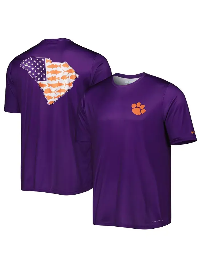 Мужская фиолетовая футболка Clemson Tigers Terminal Tackle State Omni-Shade Columbia