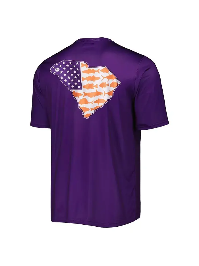 Мужская фиолетовая футболка Clemson Tigers Terminal Tackle State Omni-Shade Columbia — изображение 3 из 3