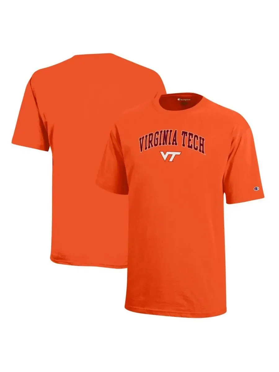 Champion Футболка с оранжевым логотипом Virginia Tech Hokies для мальчиков и девочек