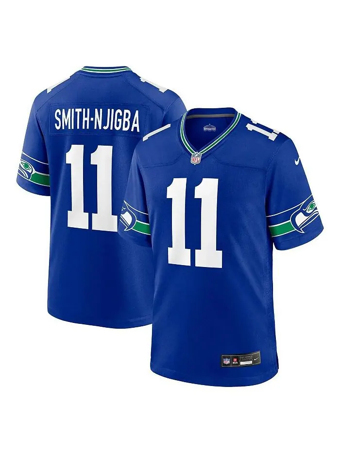 Мужское игровое джерси Jaxon Smith-Njigba Royal Seattle Seahawks Throwback Player Nike
