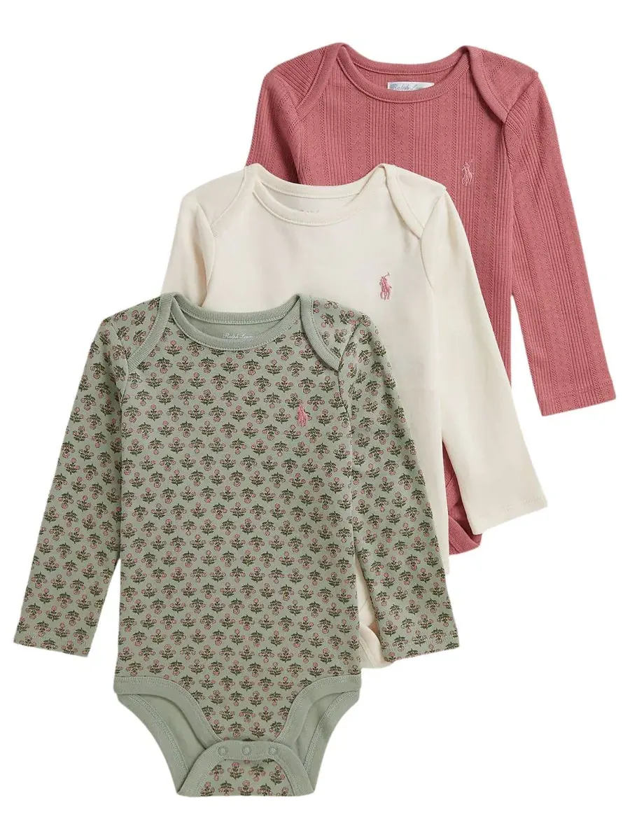Комплект боди с длинным рукавом, 3 шт., Rosemund Garden Polo Ralph Lauren