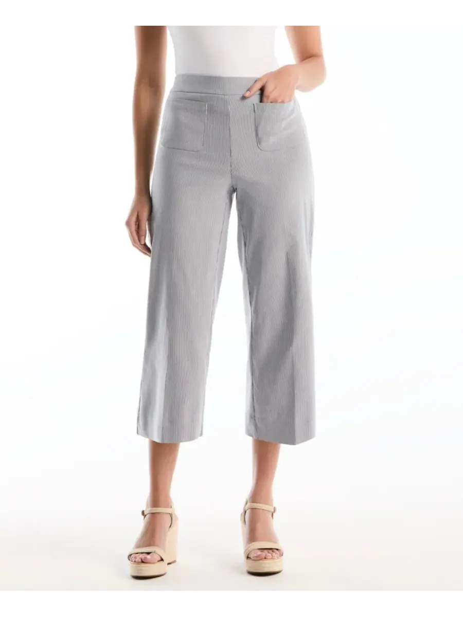 Брюки женские с широкой штаниной, в полоску, с карманами, Petite Striped Patch Pocket Wide-Leg
