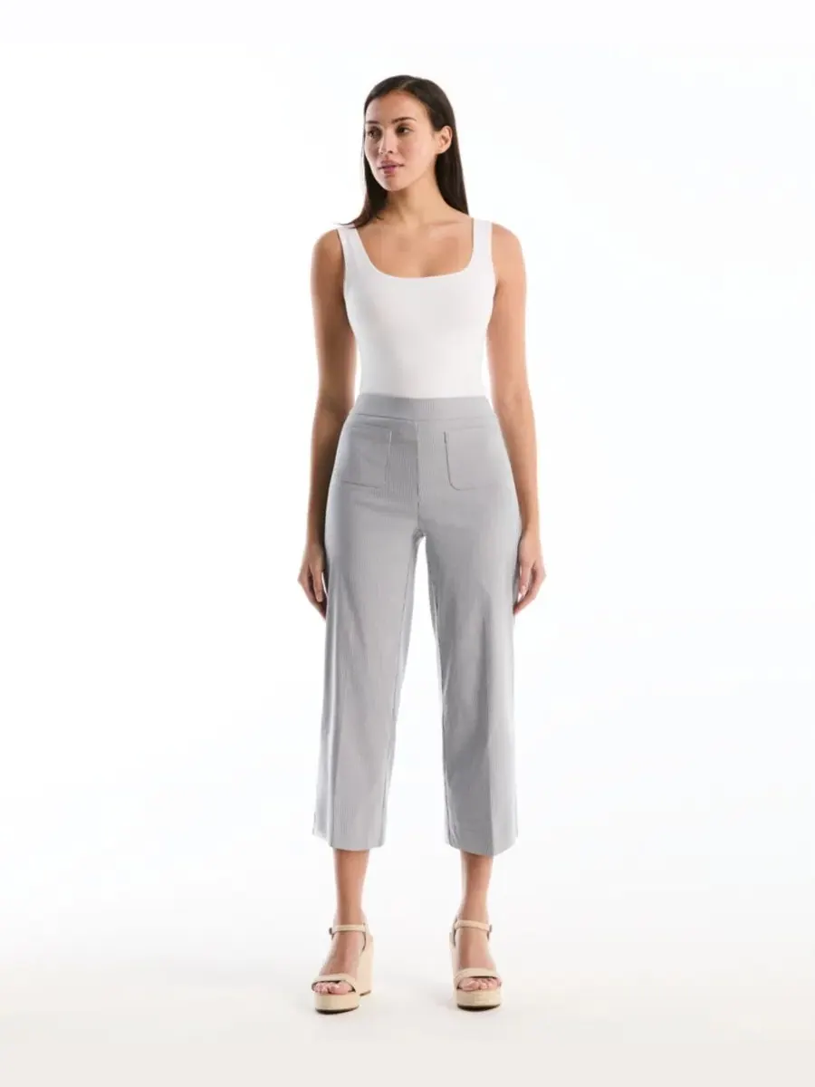Брюки женские с широкой штаниной, в полоску, с карманами, Petite Striped Patch Pocket Wide-Leg — изображение 3 из 5