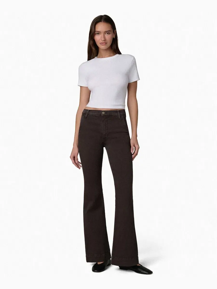 Брюки-клеш с высокой посадкой The Molly Joe's Jeans, Dark Coffe — изображение 2 из 6