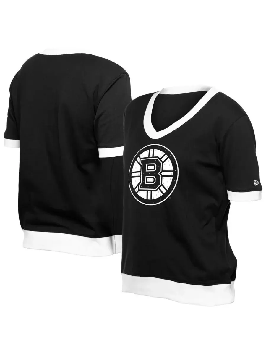 New Era Женская черная футболка Boston Bruins Game Day Rhinestuds