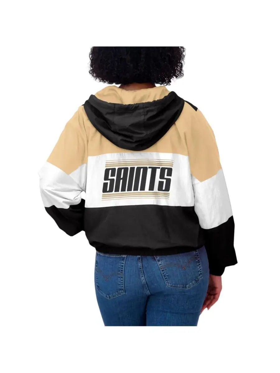 WEAR by Erin Andrews Женская черная ветровка на молнии с цветными блоками в стиле New Orleans Saints — изображение 2 из 5