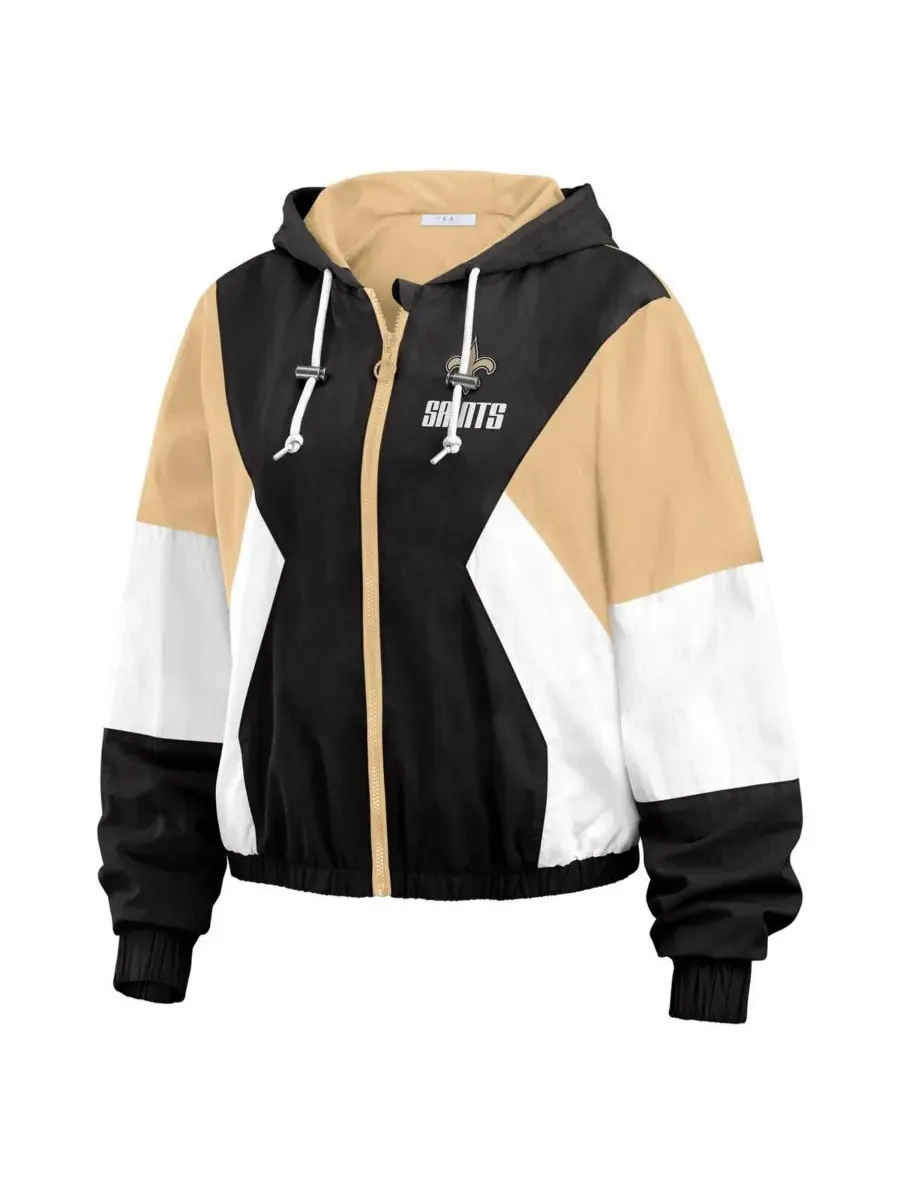 WEAR by Erin Andrews Женская черная ветровка на молнии с цветными блоками в стиле New Orleans Saints — изображение 5 из 5