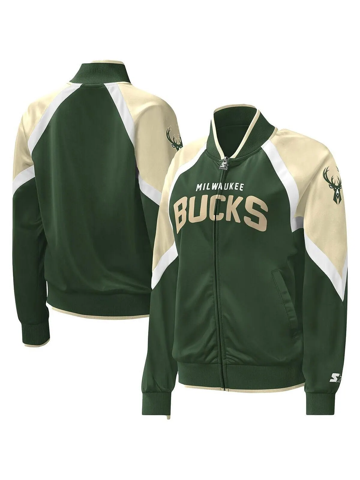 Женская спортивная куртка Hunter Green Milwaukee Bucks Slam Dunk с молнией во всю длину и регланом