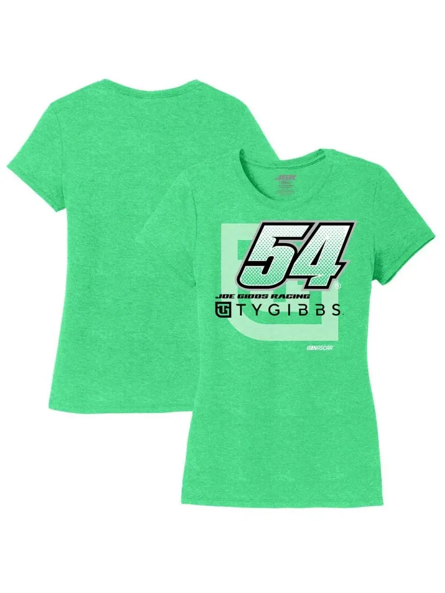 Joe Gibbs Racing Team Collection Женская футболка с круглым вырезом и номером Ty Gibbs цвета «хизер — зеленый