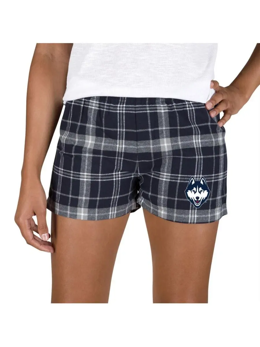Женские фланелевые шорты UConn Huskies темно-синего/серого цвета Concepts Sport