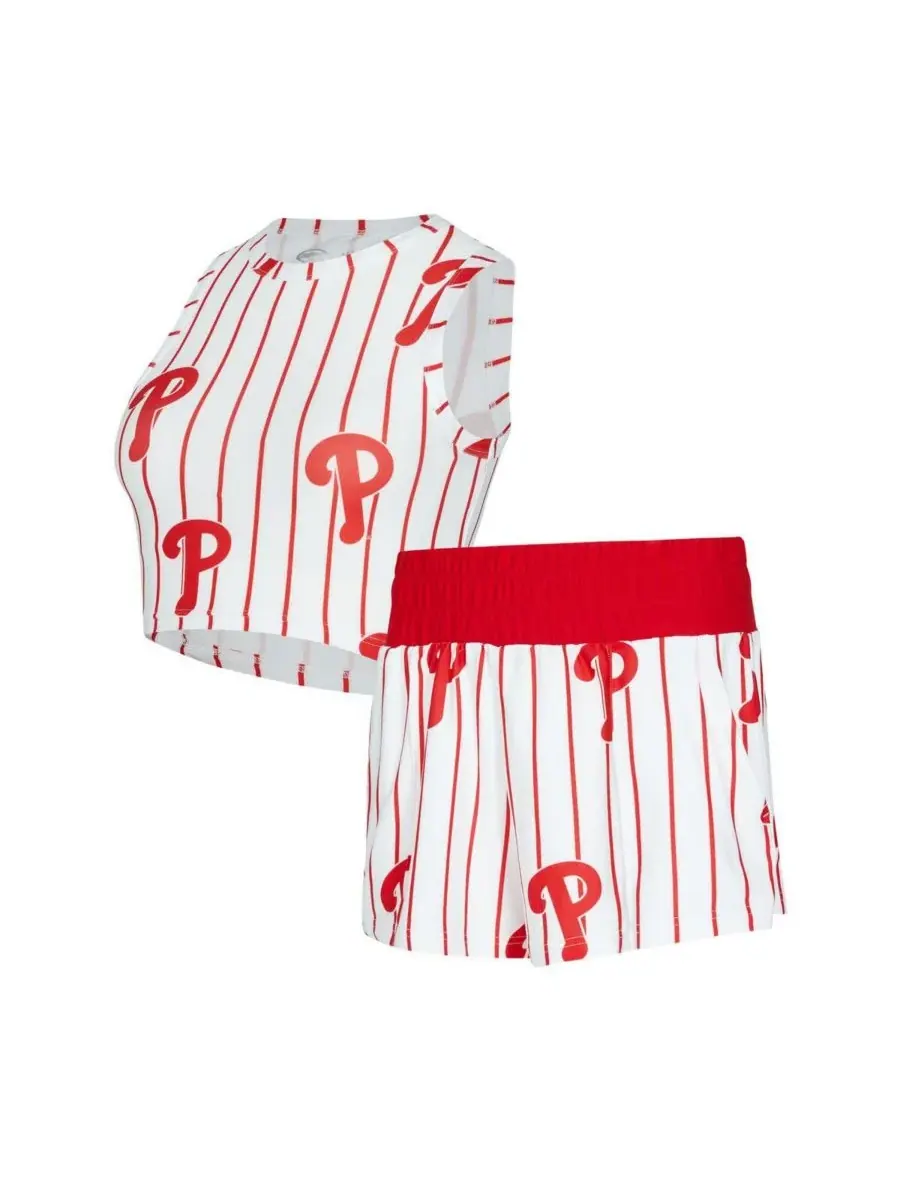 Concepts Sport Женский белый комплект из майки и шорт с полосками в стиле Philadelphia Phillies
