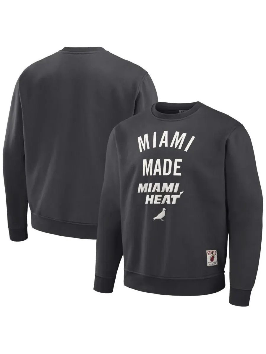Staple Мужская плюшевая толстовка NBA x Anthracite Miami Heat — серый