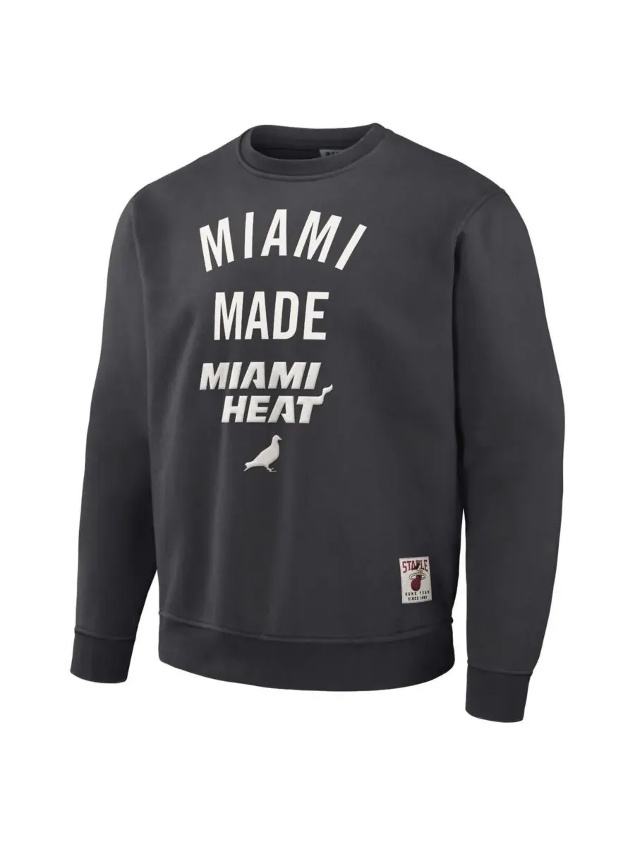 Staple Мужская плюшевая толстовка NBA x Anthracite Miami Heat — изображение 2 из 3, серый