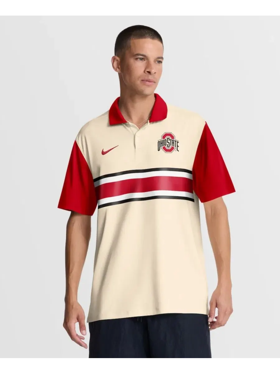 Поло Dri-FIT с вышивкой логотипа Ohio State Buckeyes Nike, Natural Scarlet