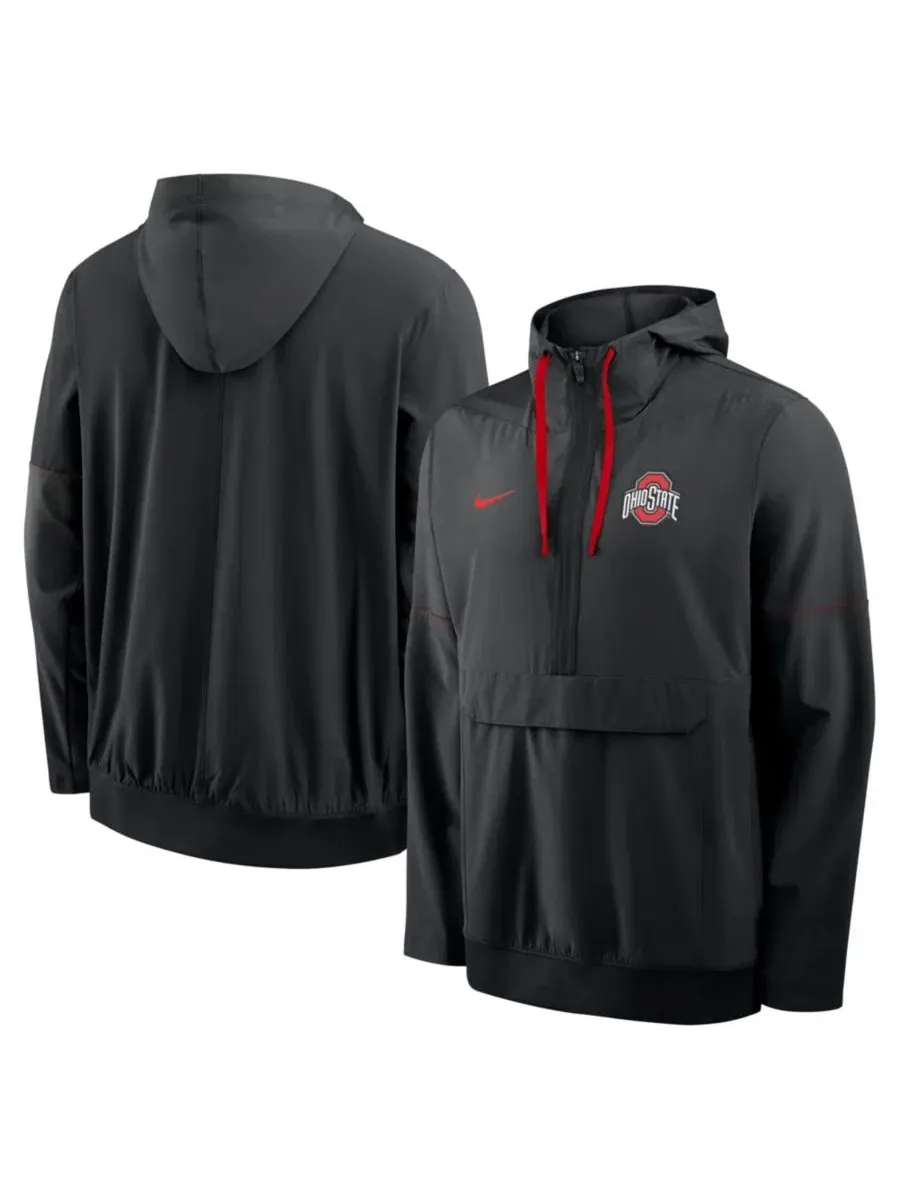Ветровка-анорак с капюшоном и полузастежкой Nike Ohio State Buckeyes 2026 Sideline