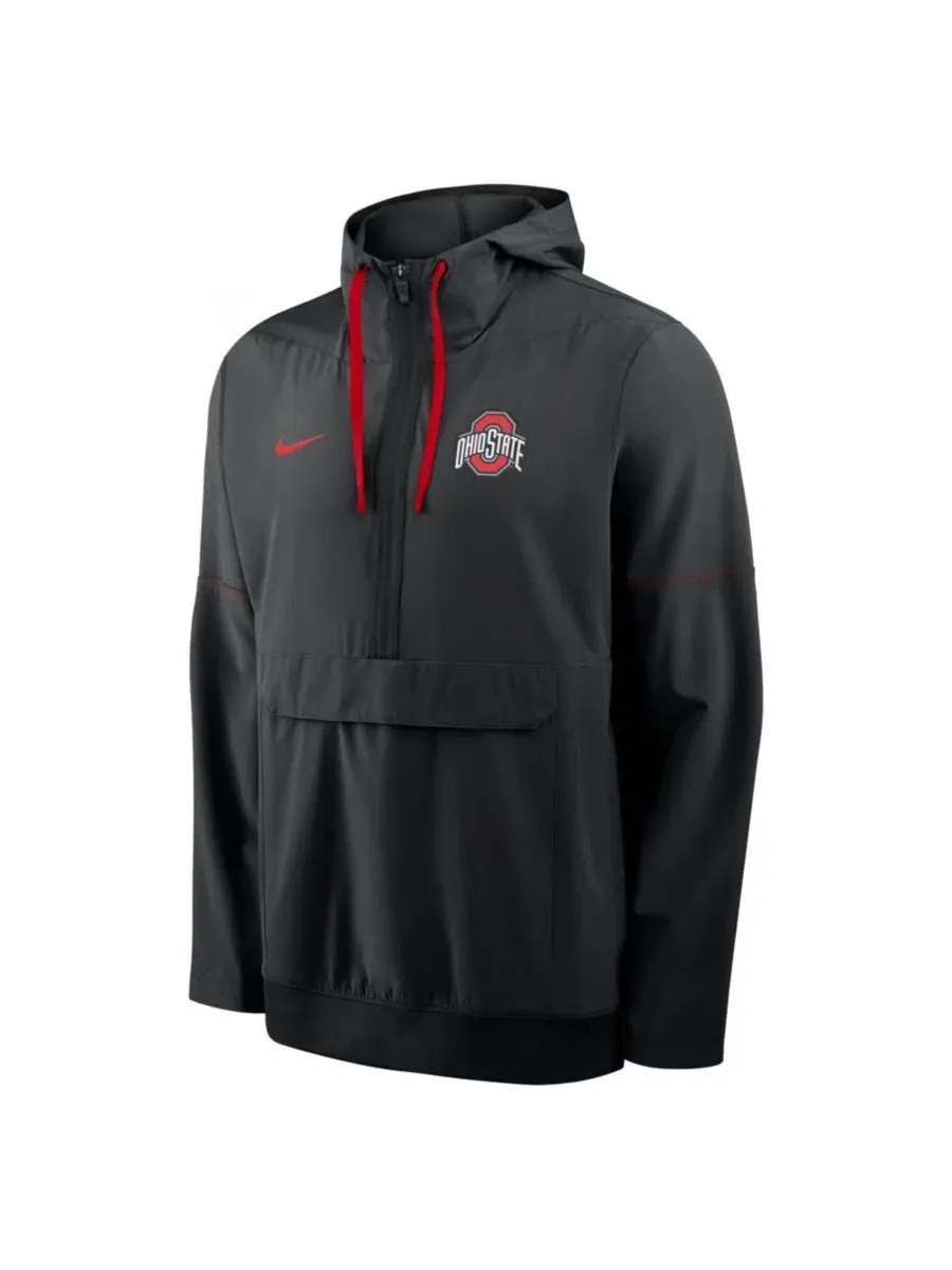 Ветровка-анорак с капюшоном и полузастежкой Nike Ohio State Buckeyes 2026 Sideline — изображение 3 из 3, черный