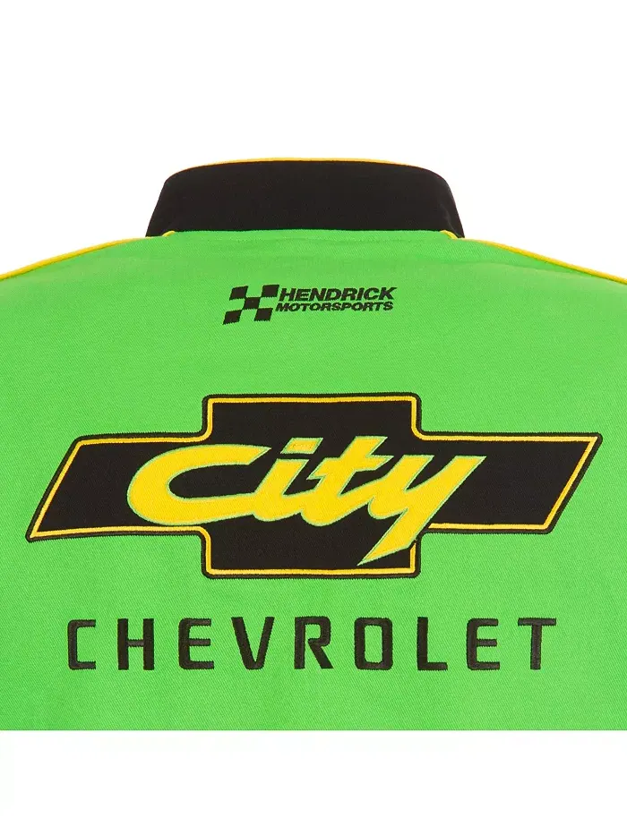 Мужская куртка-униформа NASCAR City Chevrolet Legend на полной застежке-молнии, черно-зеленая, из — изображение 4 из 5