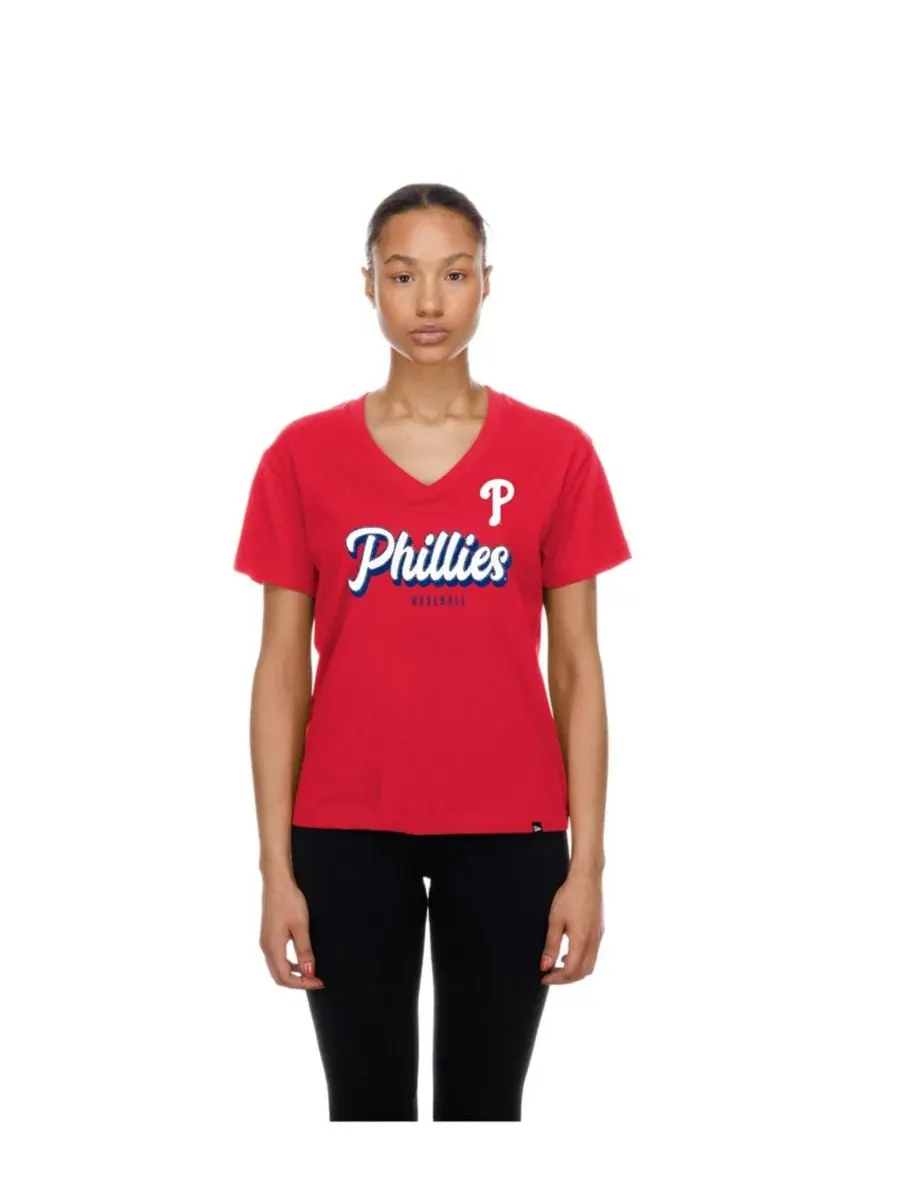 Футболка с V-образным вырезом Philadelphia Phillies New Era