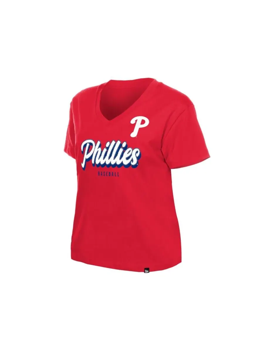 Футболка с V-образным вырезом Philadelphia Phillies New Era — изображение 3 из 4, красный