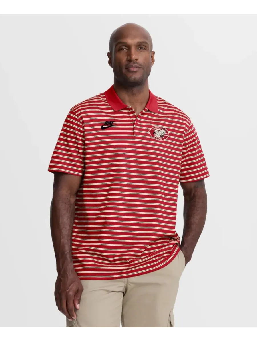 Поло с длинным рукавом Cooperstown Collection Dri-FIT Victory Striped Nike — изображение 3 из 5, красный кремовый