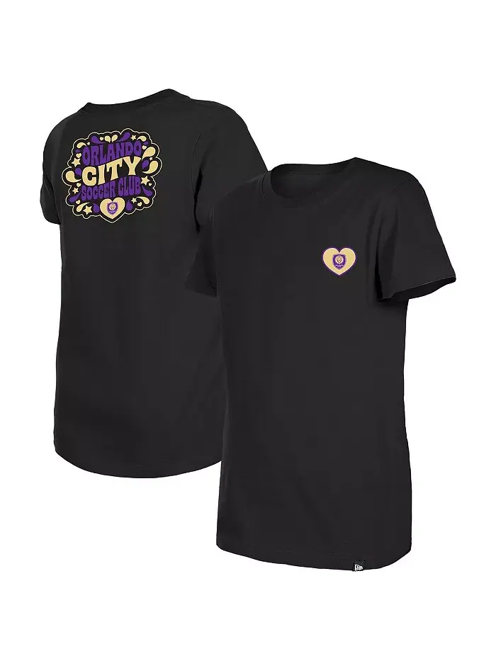 Футболка Big Girls Black Orlando City SC Bubble Heart New Era