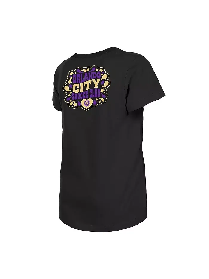 Футболка Big Girls Black Orlando City SC Bubble Heart New Era — изображение 2 из 3